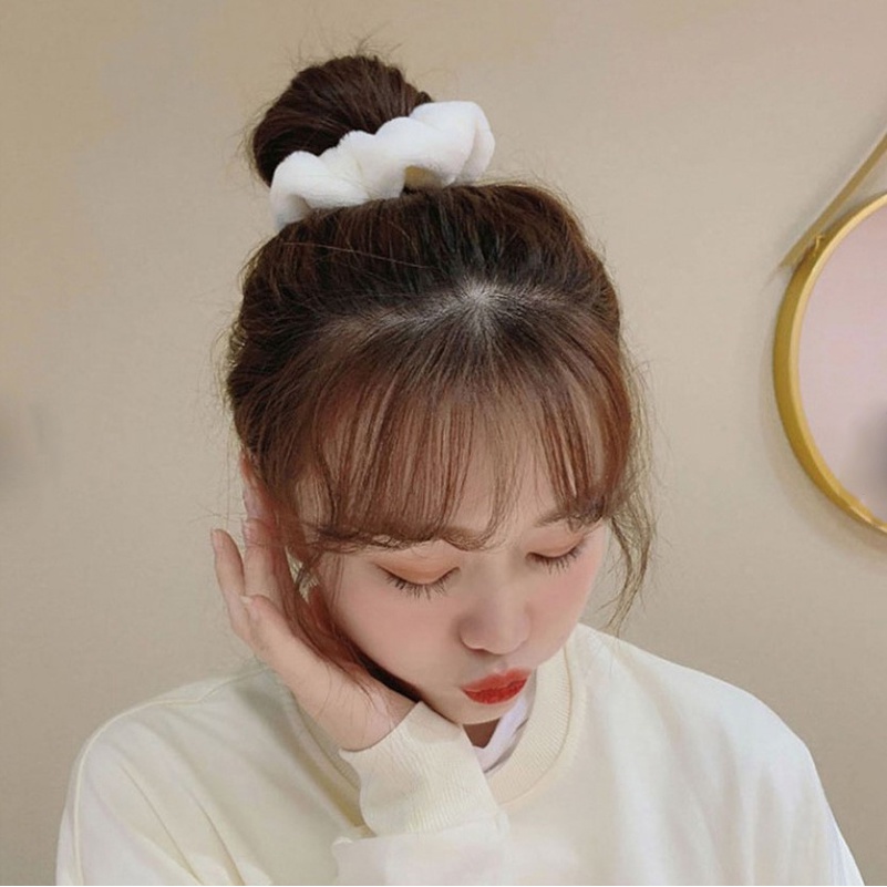 Dây buộc tóc vải nhung co giãn màu sắc đơn giản dành cho nữ