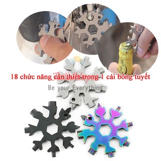 Dụng Cụ Cờ Lê Tua Vít Móc Khóa Dây Chuyền Đa Năng Hình Bông Tuyết Nhỏ Gọn Titan 18 in 1 - JLVQ-4932-MKTT