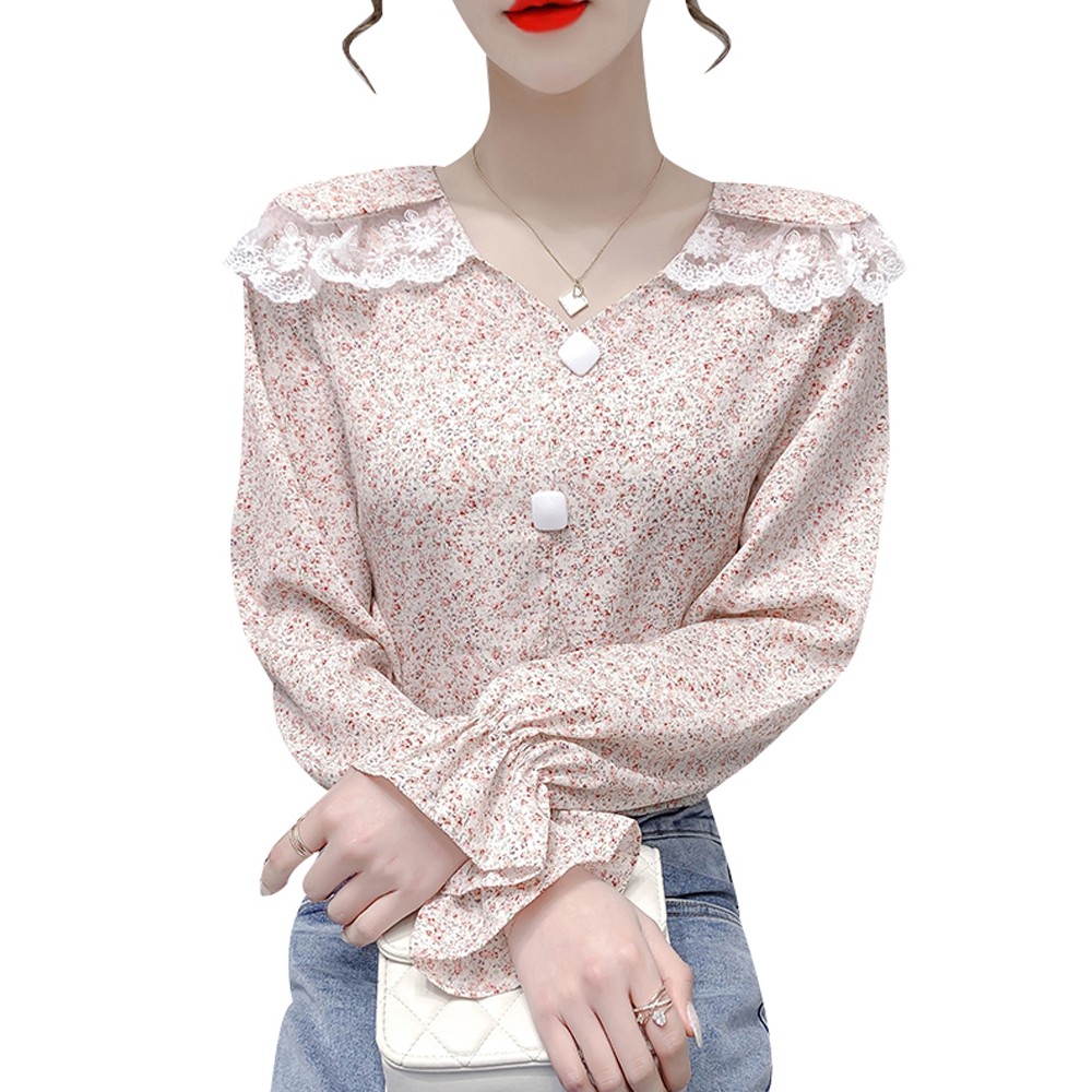 áo sơ mi hoa phối ren xinh yêu 2021