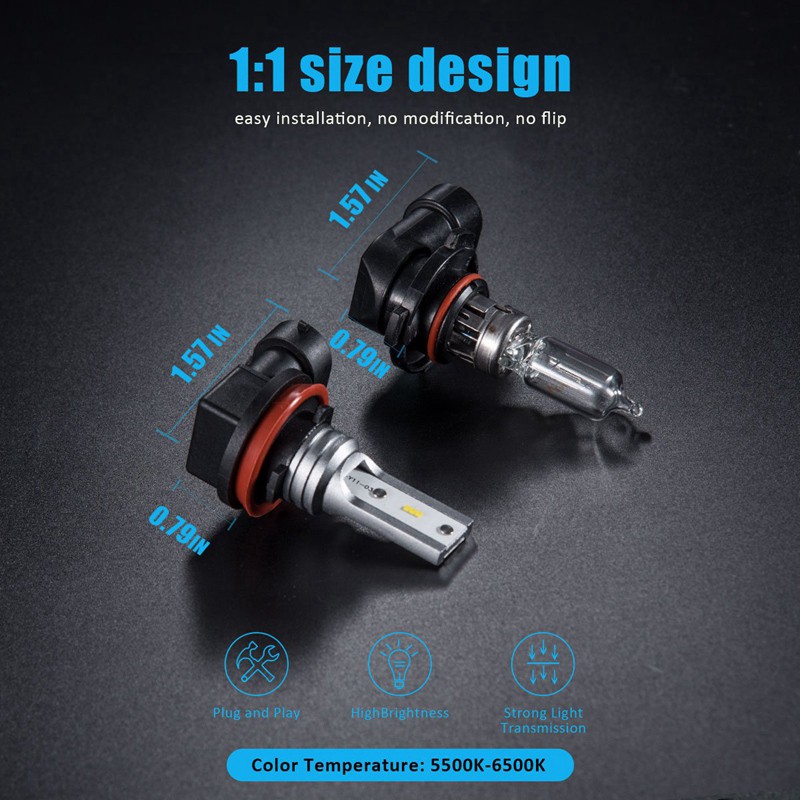 Bộ 2 bóng đèn sương mù H8 H11 H16 6500k chuyên dụng cho ô tô