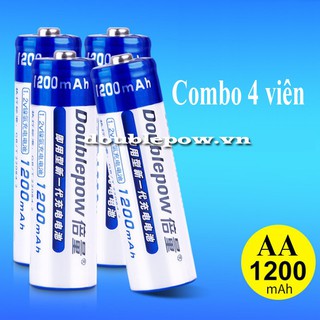 [Combo 4 viên] Pin tiểu sạc Doublepow cỡ AA 1200mAh 1.2V dung lượng thật chính hãng