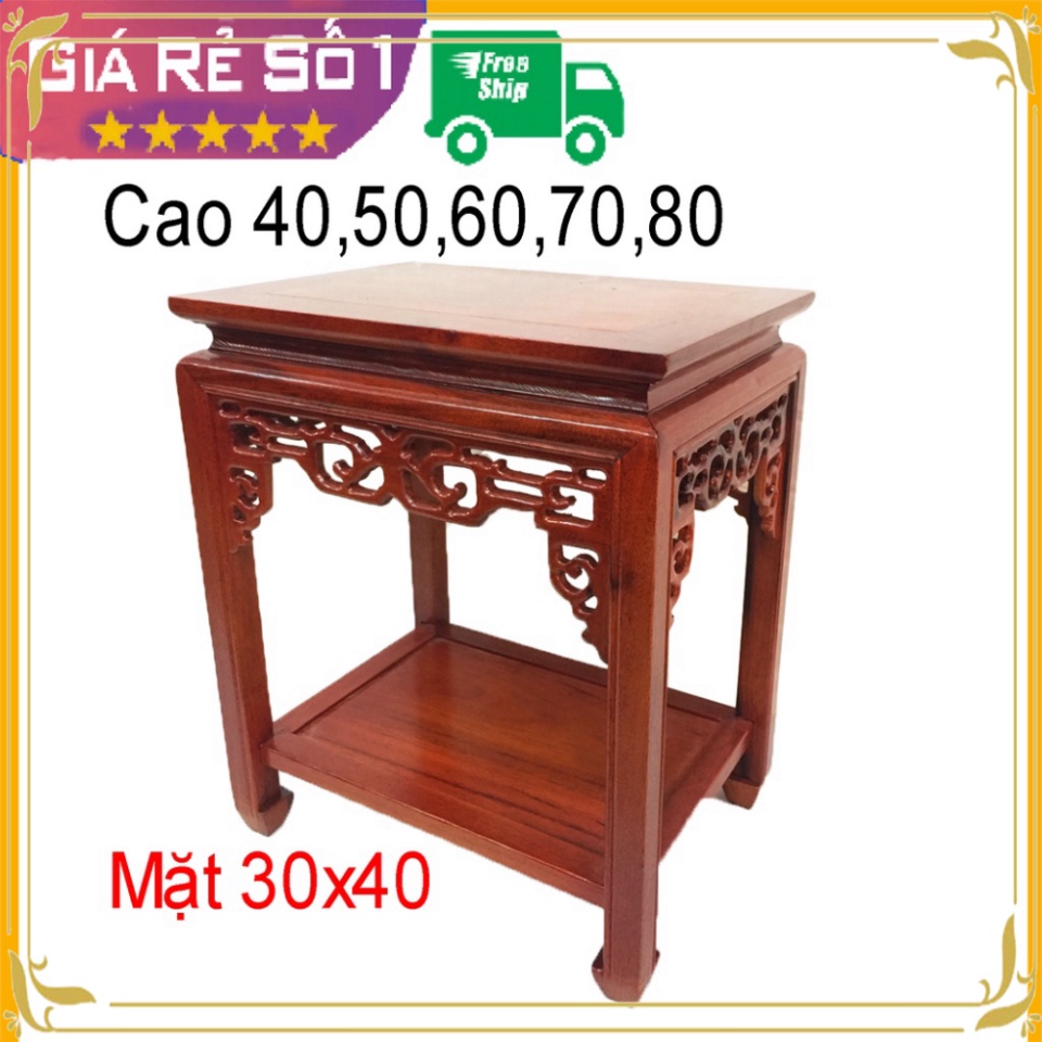 Đôn chiện phòng khách chữ nhật gỗ Giác mặt 30x40 Cao 50,60,70,80