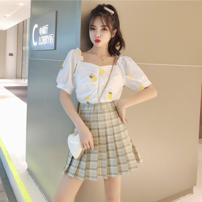 Bộ Áo Sơ Mi Ngắn Tay + Chân Váy Xinh Xắn Dành Cho Nữ 2020 | BigBuy360 - bigbuy360.vn