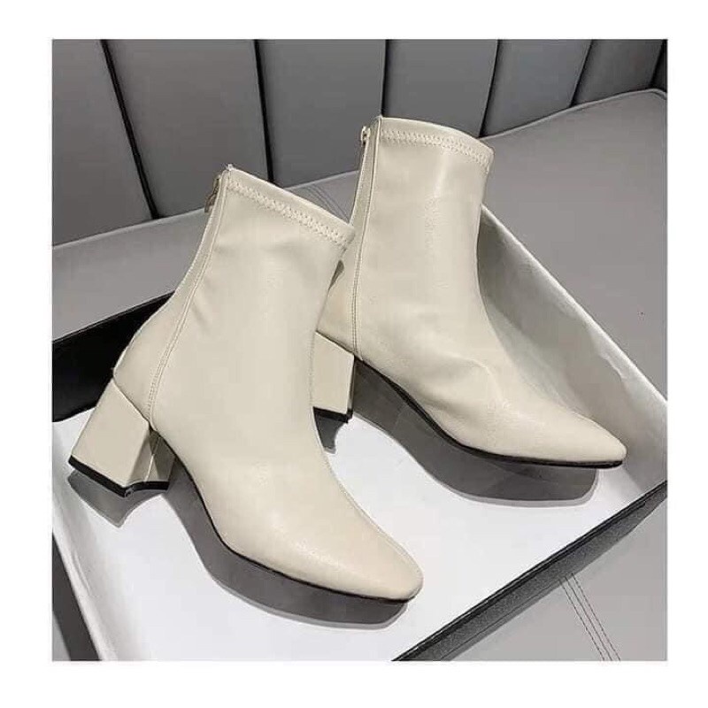 Bốt ( boot) Cao Gót Vuông , Cổ Ngắn, Da Xịn Siêu Hot - Hàng nhập khẩu