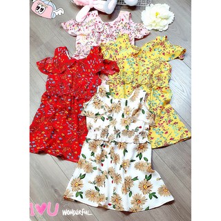 Đầm xòe xẻ vai chất voan xinh xắn dành cho bé gái