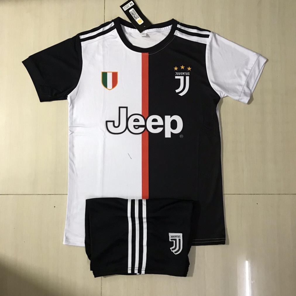 hàng chính hãng -  Bộ Quần Áo Bóng Đá Trẻ Em CLB Juventus Thun Lạnh Cao Cấp Thái Lan Cực Chất - Màu Đen Trắng