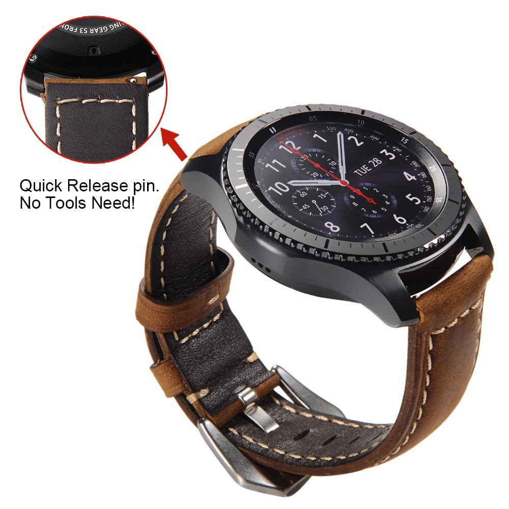 Dây đeo đồng hồ bằng da chốt tháo nhanh dành cho Samsung Galaxy 42 46 Mm Gear S3 Amazfit Bip 22/42/46mm