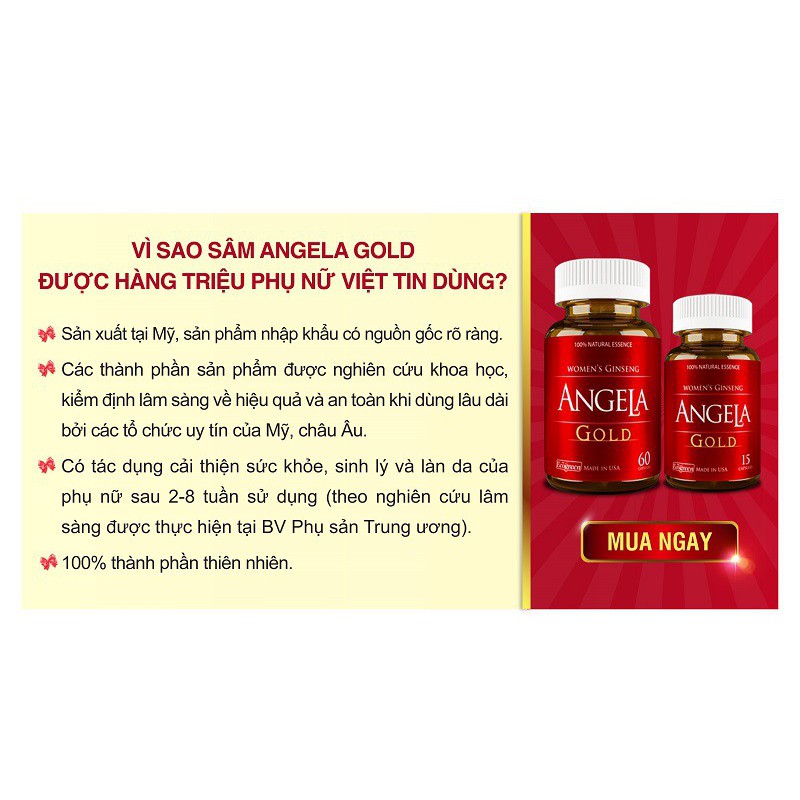 Sâm Angela Gold bổ sung nội tiết tố cải thiện sức khỏe sắc đẹp, Women's Ginseng Angela Gold BN033