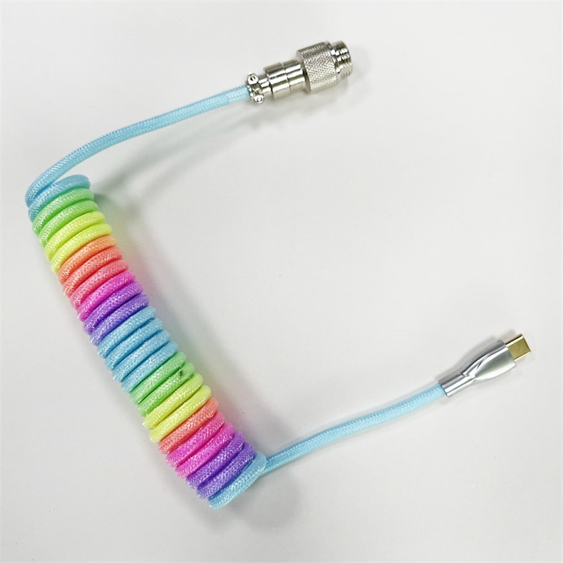 Dây Cáp Bàn Phím Cơ Type C/Micro Usb/Mini Usb CUSTOM 7 màu Dạng Xoắn Lò Xo