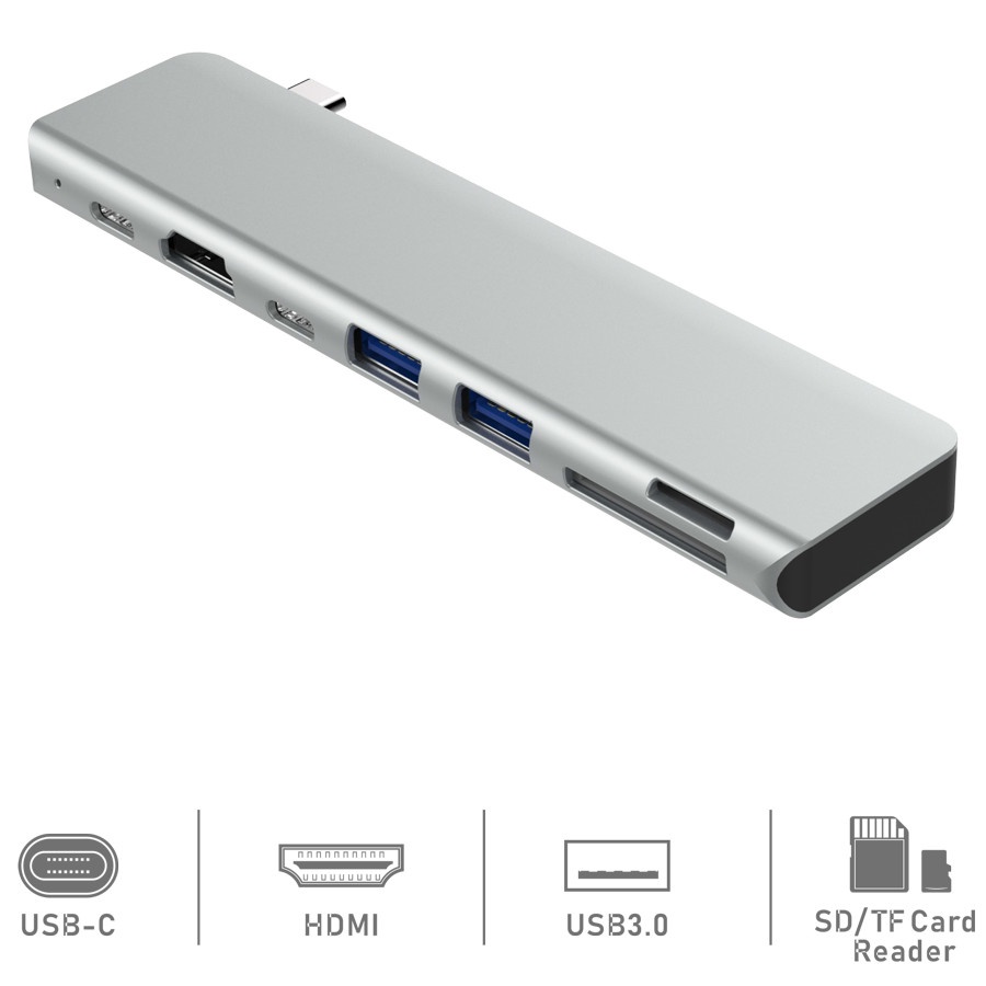 Hub USB Type-C 7in1 Cổng HDMI 4K 60Hz/ USB 3.0/ SD/ TF/ PD 50538 - 7in1-1 60Hz
