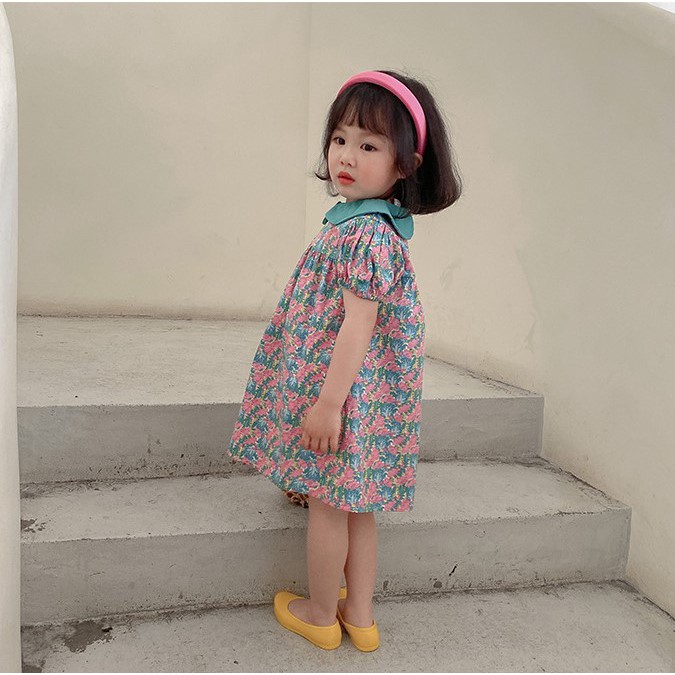 Váy bé gái tay phồng cổ sen Váy búp bê cho bé gái phong cách Hàn D761