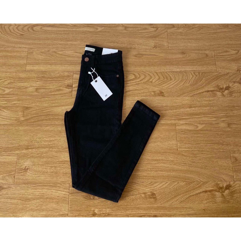 Quần bò Jeans skinny đen ôm VNXK cạp lưng cao co giãn
