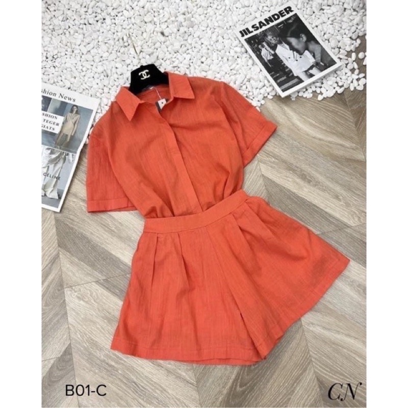 Bộ Đũi Nữ Chất Liệu Tơ Xước Mềm Mịn - Set Sơ Mi Cổ Đức Thanh Lịch Sang Trọng