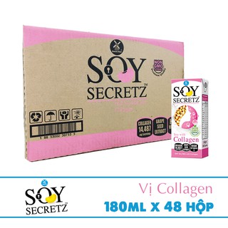 Thùng 48 Hộp Sữa Đậu Nành Collagen Soy Secretz (180ml / Hộp)