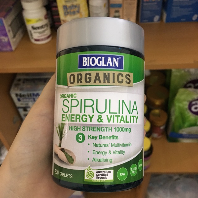 Tảo Spirulina hữu cơ Bioglan Organic 1.000mg 200 viên