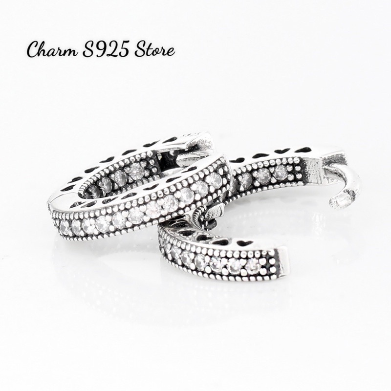 Bông tai charm pan đính đá trắng bạc s925 cao cấp
