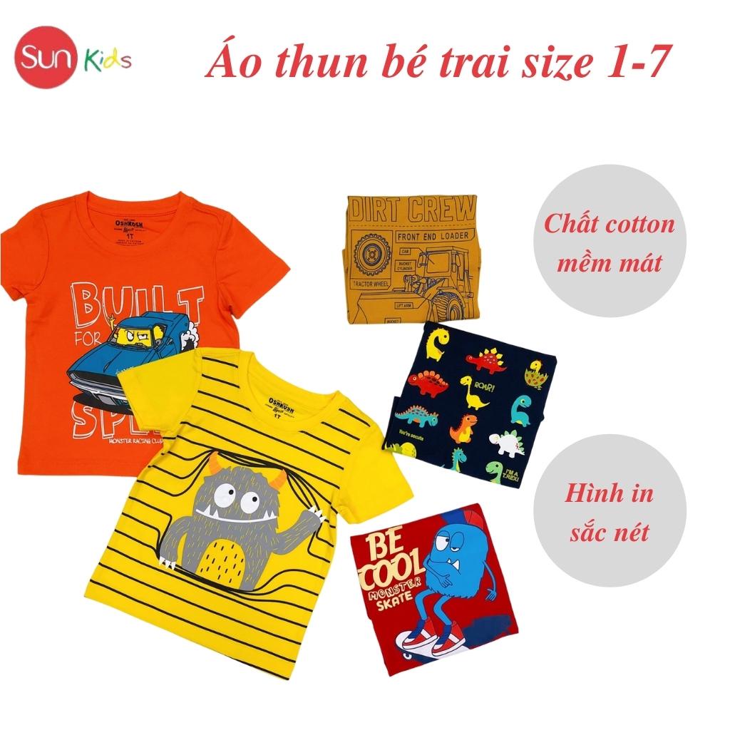 Áo thun bé trai, áo phông cho bé trai chất cotton nhiều màu, size 1-7 tuổi - SUNKIDS