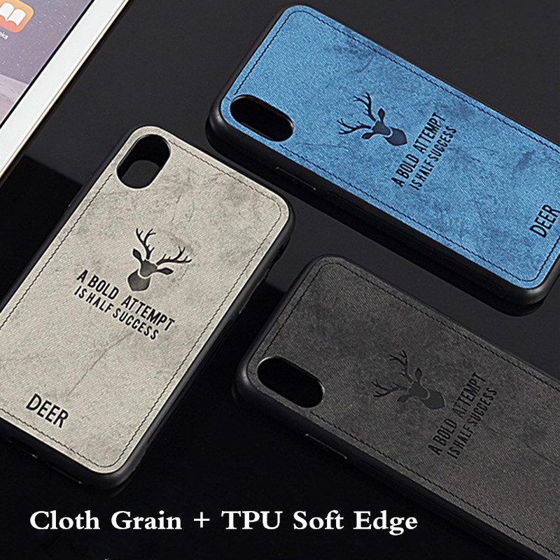 Ốp điện thoại bọc vải họa tiết chú nai cao cấp cho OPPO F1S A3S A83 A57 A39 A5 Realme C1 OPPOF1S OPPOA3S