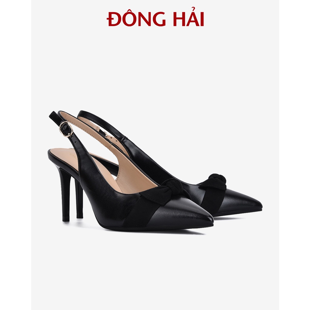 Giày cao gót nữ Đông Hải dáng Slingback mũi nhọn cao 8cm - G85N3