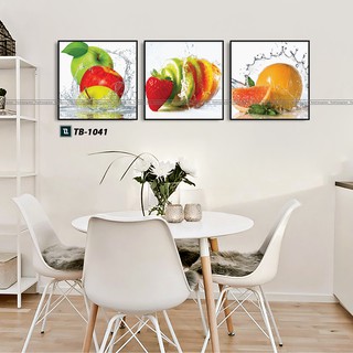 Set 3 tranh Canvas mẫu hoa vuông