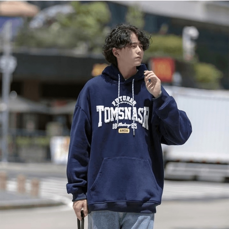 【M-5XL】Hong Kong style Fashion Casual Men's loose hoodie letter Printed Unisex high quality Winter Sweatshirt Large size Hoods