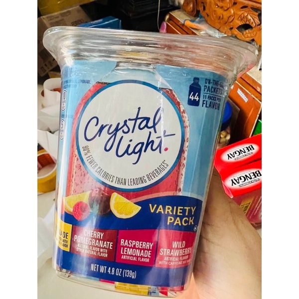 BỘT PHA NƯỚC TRÁI CÂY KHÔNG ĐƯỜNG CRYSTAL LIGHT - CHO CẢ NGƯỜI ĂN KIÊNG, KETO, TIỂU ĐƯỜNG😋- Hộp 44 gói