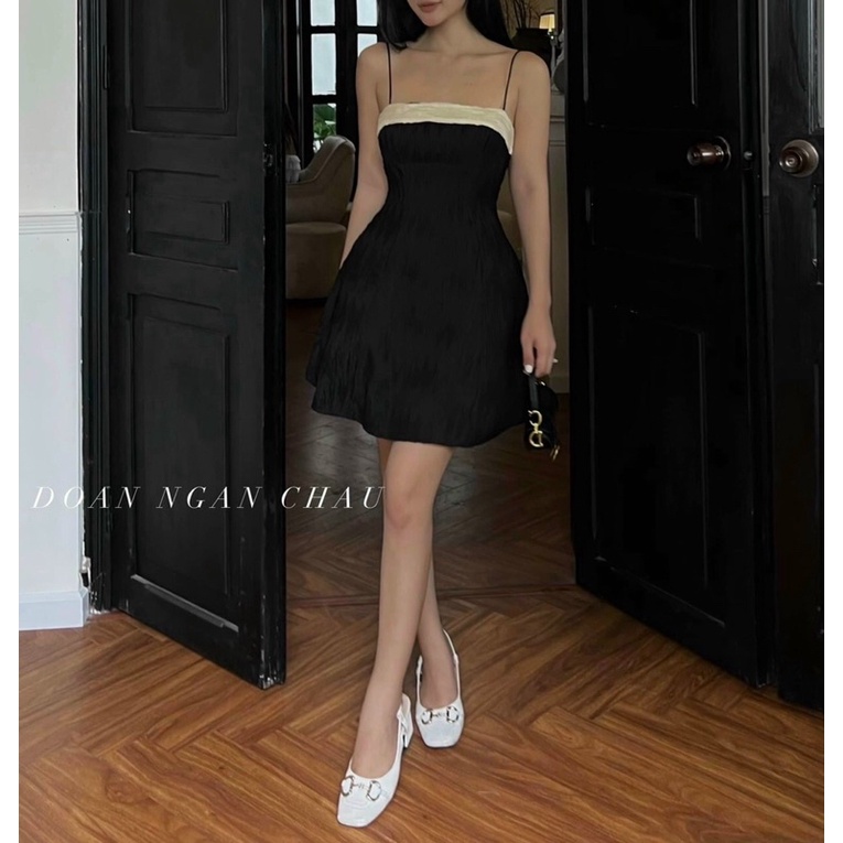 Đầm Váy 2 Dây Sớ Gỗ Cúp Ngực