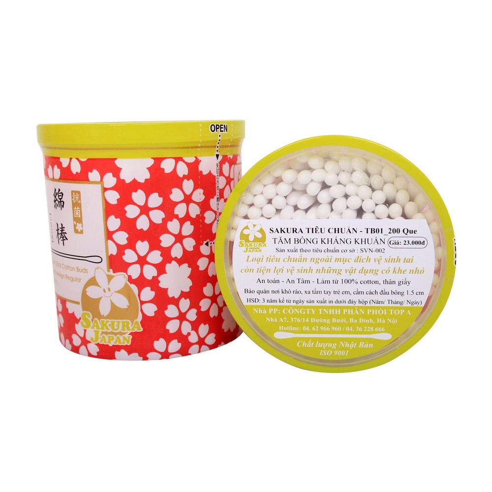 Tăm bông kháng khuẩn Sakura 200 Que