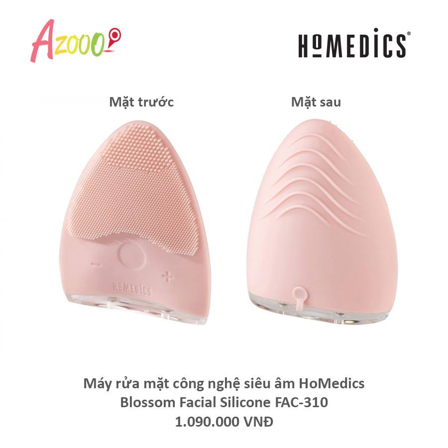 Máy rửa mặt HoMedics Blossom Honeycomb FAC-350 Silicone kháng khuẩn công nghệ siêu âm, hút chân không  nhập khẩu USA