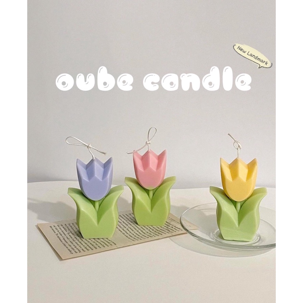 Nến Thơm Cao Cấp Hình Bông Hoa Tulip Phong Cách Trang Trí Hàn Quốc Cực Xinh | Oube Candle NT21