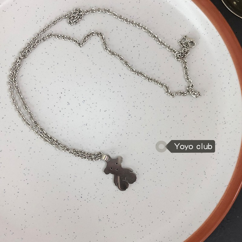 vòng cổ Thép Titan Mặt Hình Gấu Xinh Xắn Phong Cách Hip-Hop