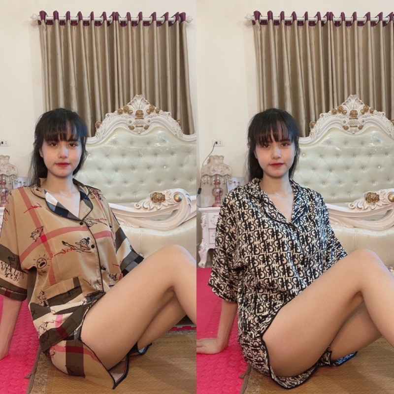 Bộ ngủ lụa cao cấp, PIJAMA lụa dáng dơi đùi | BigBuy360 - bigbuy360.vn
