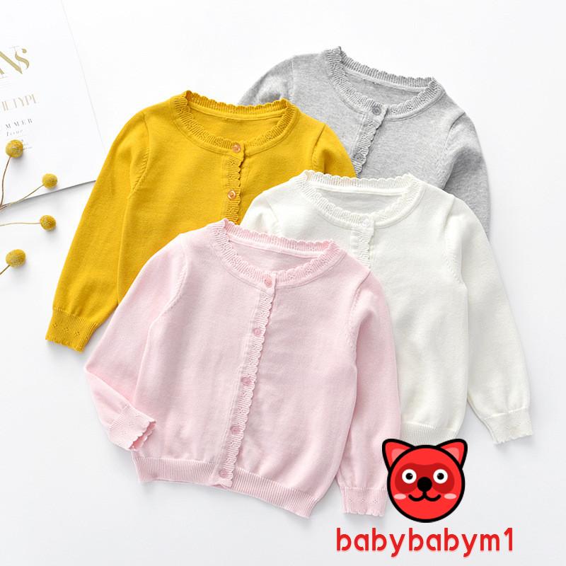 Áo Khoác Cardigan Dệt Kim Màu Trơn Thời Trang Thu Đông Cho Bé