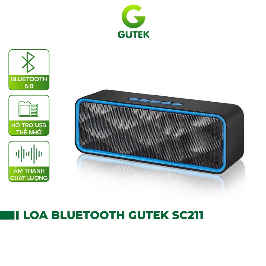 Loa Bluetooth Mini Nghe Nhạc Không Dây Nhỏ Gọn Đa Năng Dùng Được Usb Thẻ Nhớ Gutek SC211