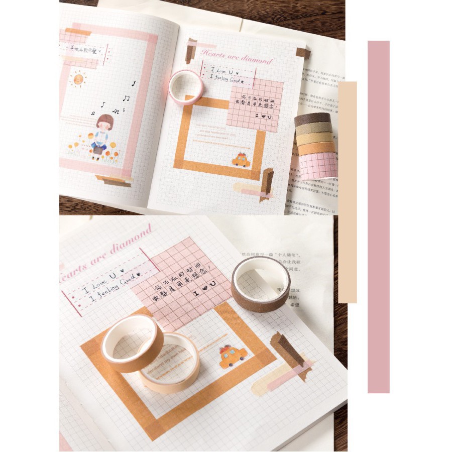 Set 10 cuộn băng dính washi tape trang trí planner, bujo WST232