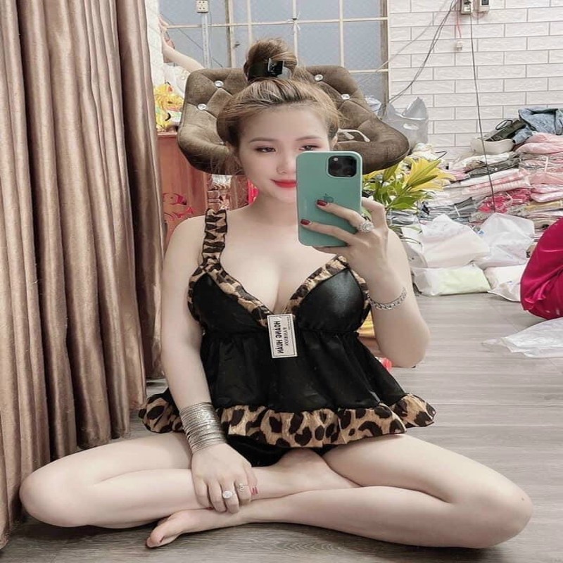 Đồ ngủ sexy nữ FREE SHIP Đồ ngủ hai dây phối ren chất lụa phi hai dây có mút ngực