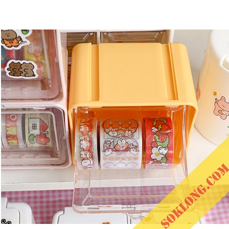 Hộp nhựa đựng washi tape, sticker, trang sức phụ kiện decor bàn học C05