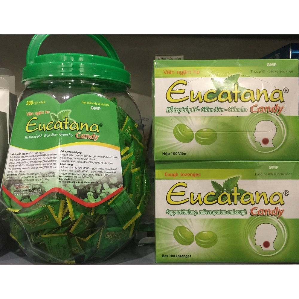 Viên ngậm ho Streptana / Eucatana - Kẹo ngậm ho (Lọ 300 viên)