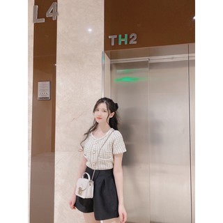 Fetchingroom - Áo dạ khuy ngọc kẻ ( Ảnh thật shop tự chụp )