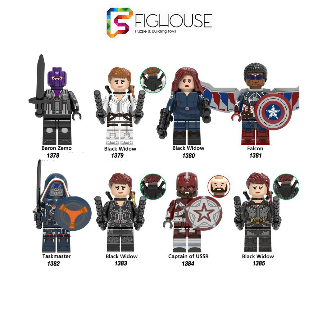 Xếp Hình Minifigures Nhân Vật Taskmaster, Black Widow, Falcon - Đồ Chơi Lắp Ráp non-lego X0272 [B7]