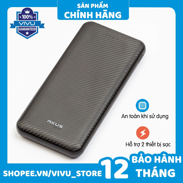 Pin Sạc Dự Phòng AKUS 12.000mAh - C12S Hàng chính hãng - Bảo hành 12 tháng - vivu store