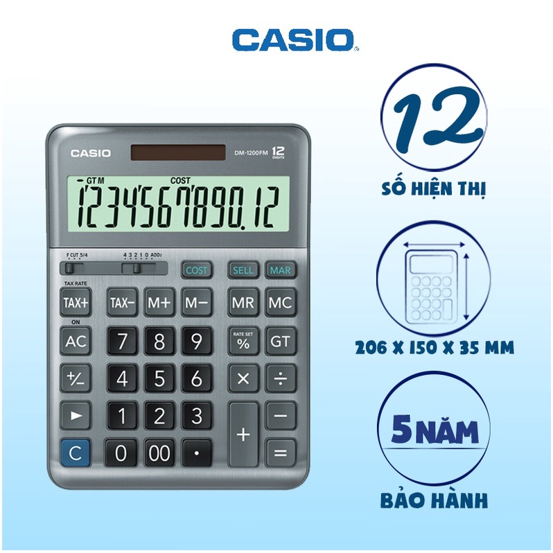 Máy tính CASIO DM-1200FM - Chính hãng Bitex, Bảo hành 7 năm