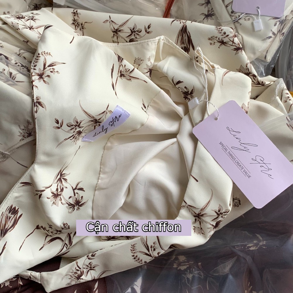 Váy hai dây hoa nhí dáng dài - Đầm dáng suông hai lớp chất chiffon V-2D | BigBuy360 - bigbuy360.vn