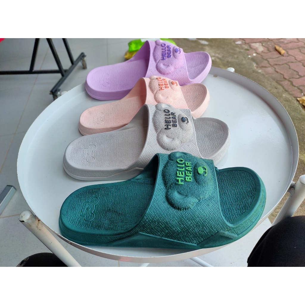 Dép gấu nữ in nổi, Dép đi trong nhà, văn phòng, nhà tắm cực xinh, chống trơn
