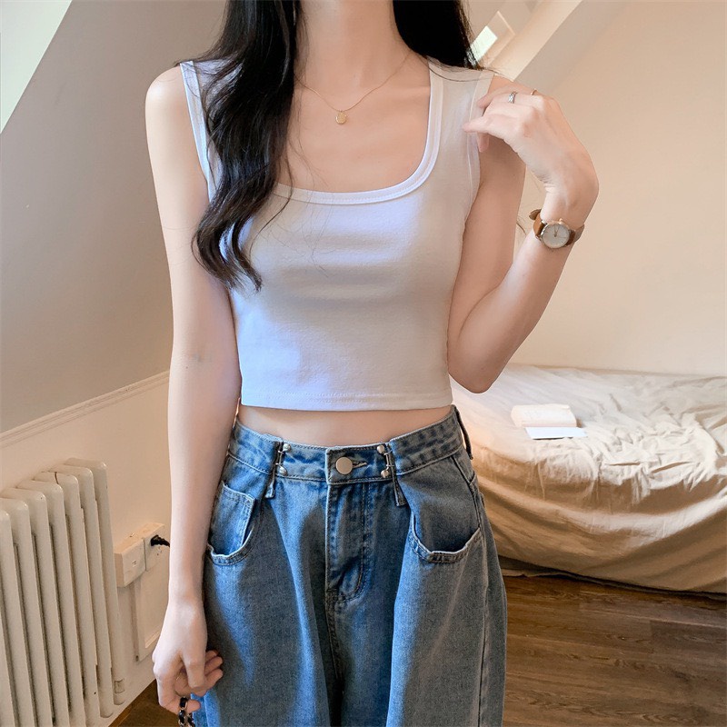 Áo Ba Lỗ Croptop Nữ Cổ Vuông Phong Cách Hàn Siêu Hot X9
