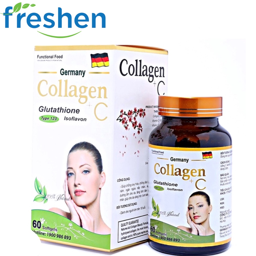 Viên uống đẹp da Collagen +C Glutathione bổ sung Vitamin A E C giảm nám sạm da Hộp 60 viên