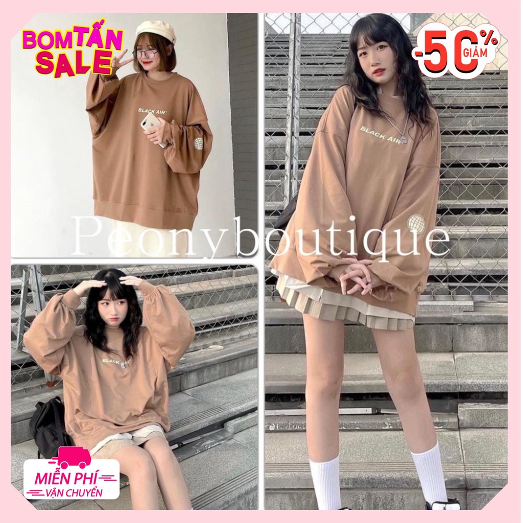 Áo nỉ nữ BLACK AIR cổ tròn [FREESHIP] Áo thun dài tay chất nỉ cotton dày dặn 1st clothes KK5 | BigBuy360 - bigbuy360.vn