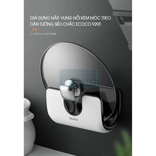[Giá sỉ] Giá Đựng Nắp, Vung Nồi Kèm Móc Treo dán tường siêu chắc Ecoco