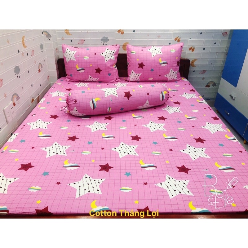 BỘ DRAP 4 MÓN VẢI COTTON THẮNG LỢI CHUẨN LOGO CTY 100% (Size M8x2M) chat chọn mẫu