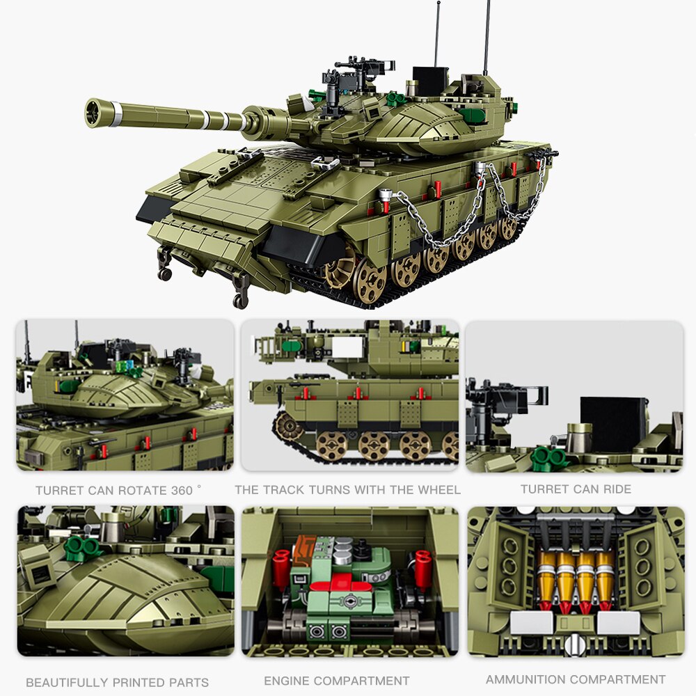 Đồ chơi giáo dục Lắp ráp Mô hình MEOA Panlos 632009 Military WW2 Series 1730PCS Merkava MK4 Main Battle Tank xe tăng